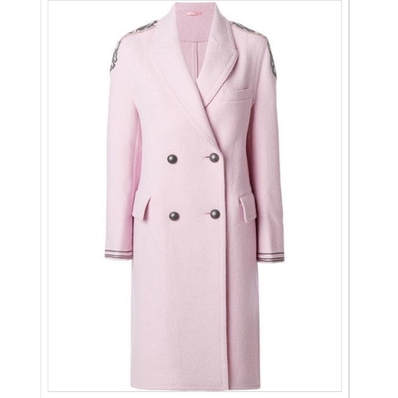 ERMANNO SCERVINO Pink double-breasted embellished coat - Picture 2 of 8